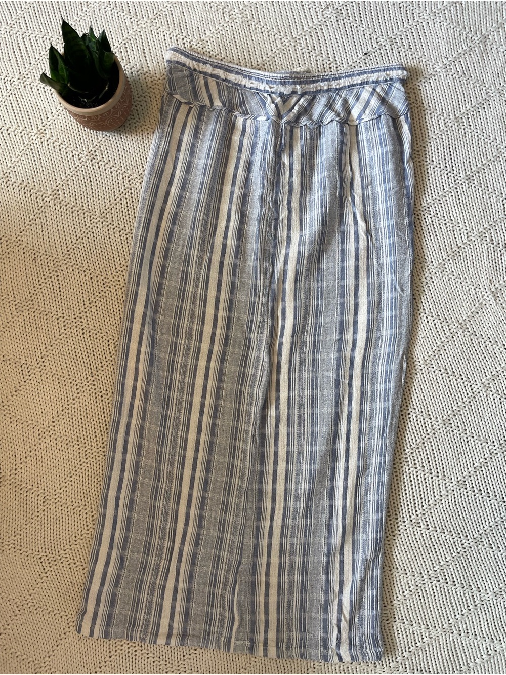 Free People Intimately Blue White Striped Linen Blend Maxi Skirt XS - Picture 3 of 4
